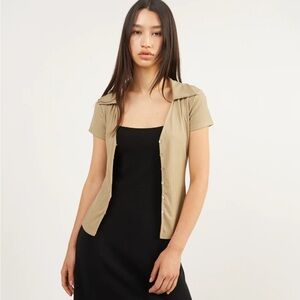 OAK + FORT Polo Knit Button Front Top